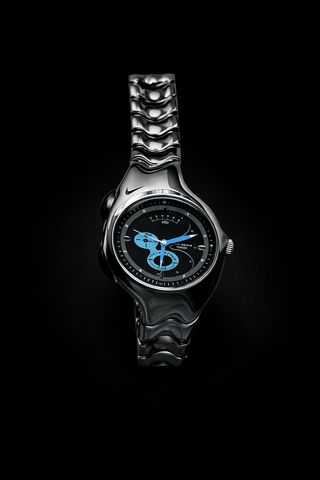 Nike Triax · Shiny Silver, Blue & Black Dial