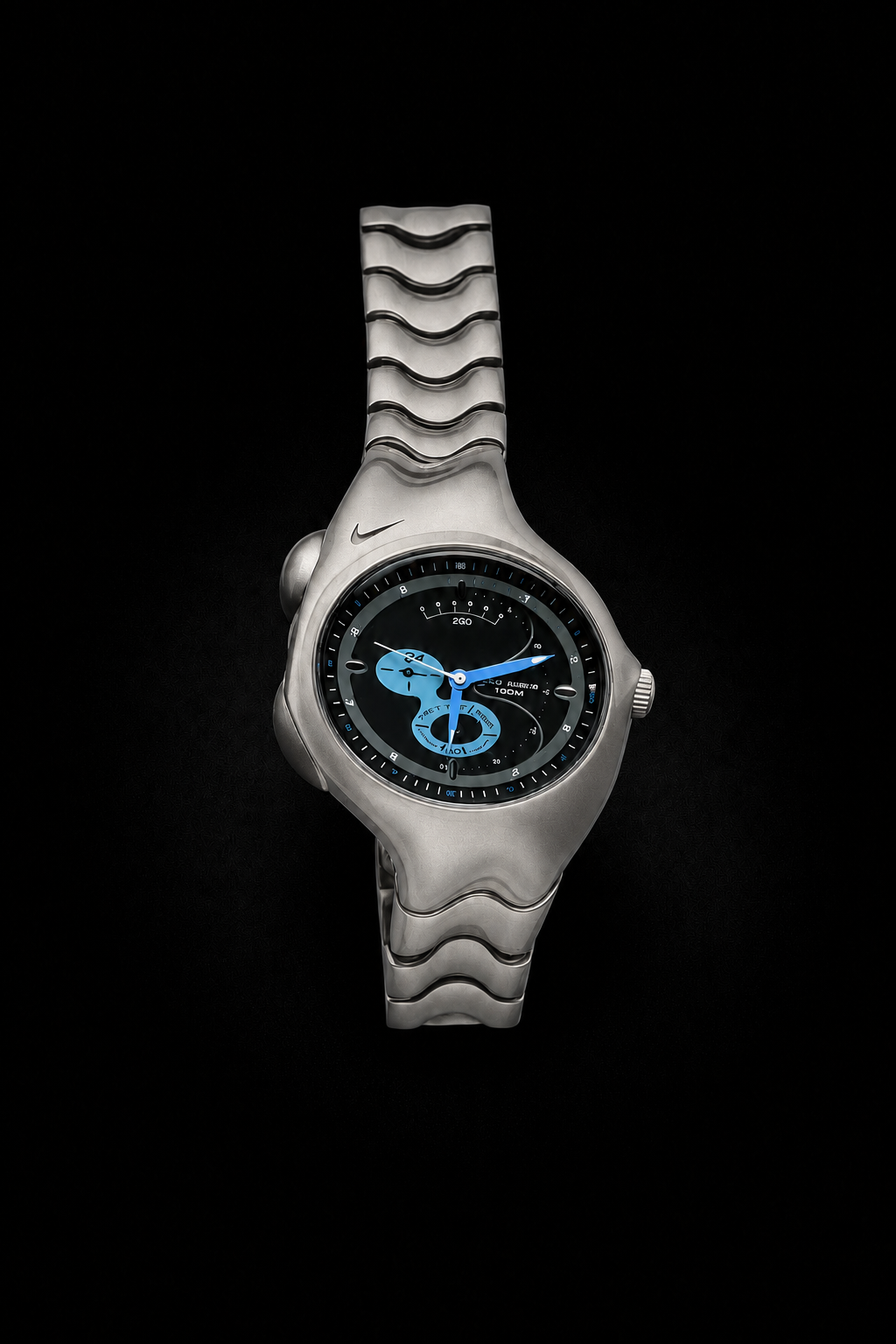 Nike Triax Chronograph Watch Matte Silver with blue black dial