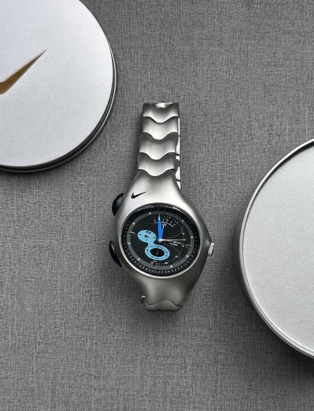 Nike Triax · Matte Silver, Blue & Black Dial